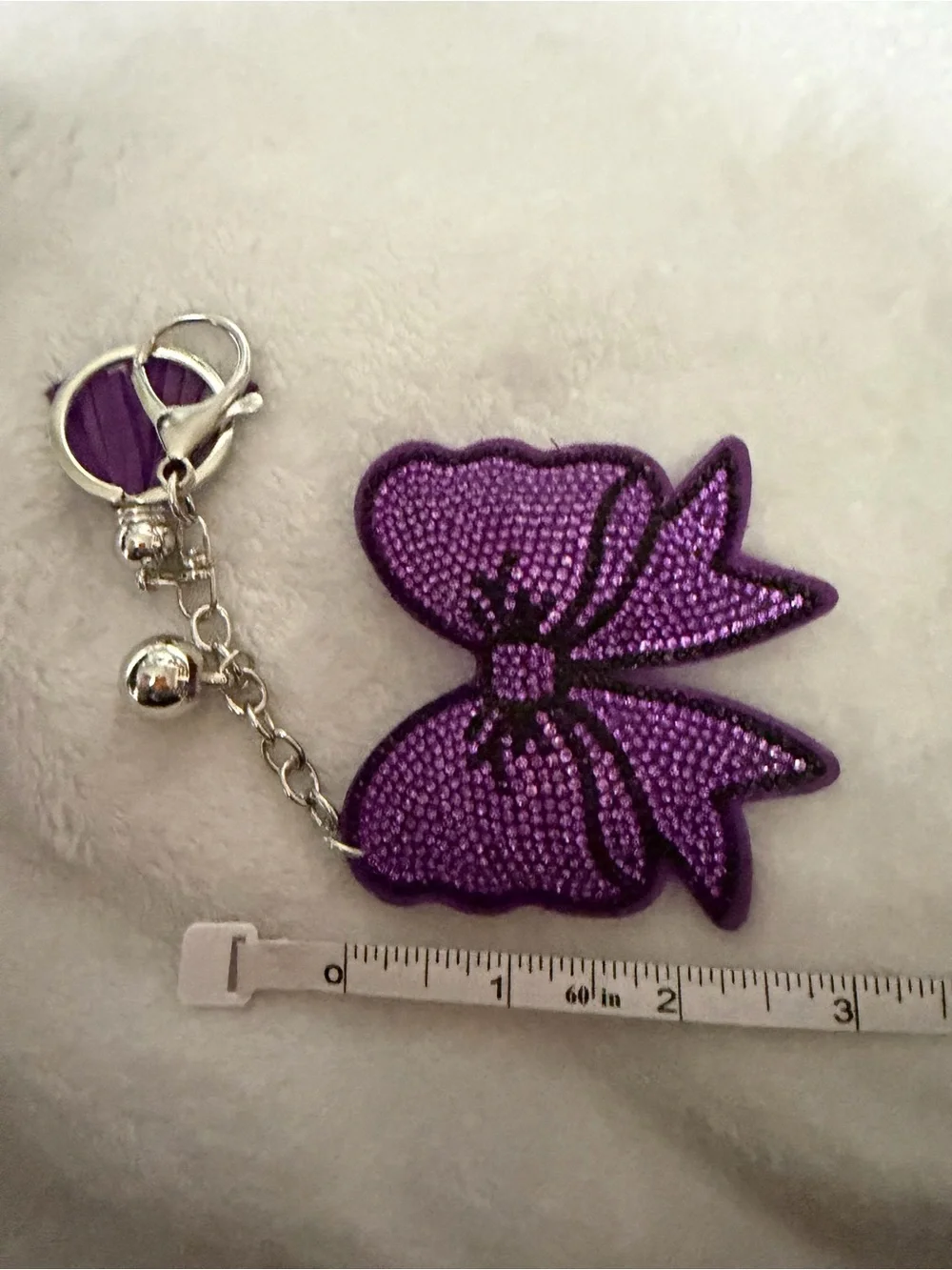 Purple & Black Rhinestone Bow Keychain o/ Bag Charm